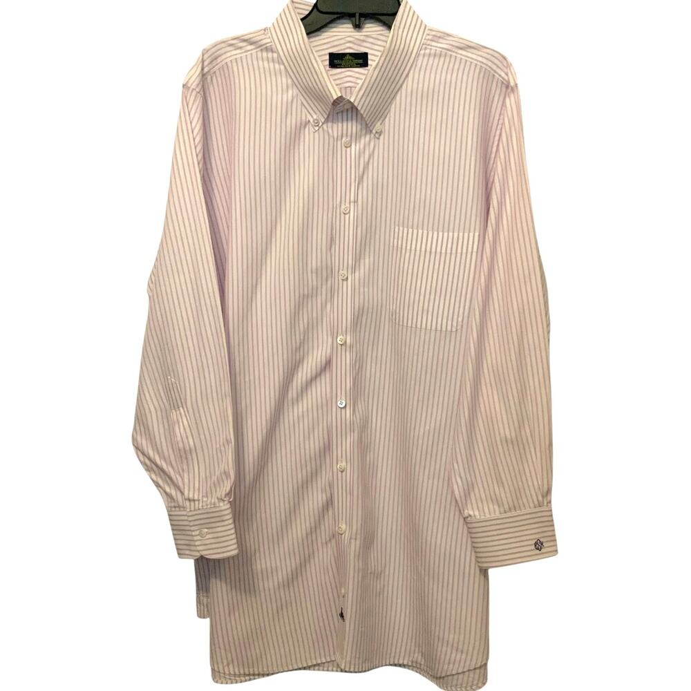 Holland & Sherry Bespoke Dress Shirt Pink Stripe Mens XXL